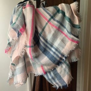 PINK PLAID BLANKET SCARF
